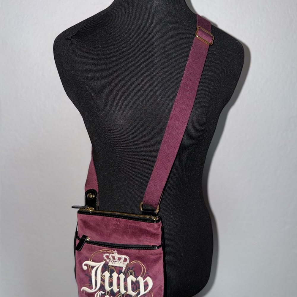Juicy Couture Crossbody Bag Purse Vintage Y2K Velour Purple RARE see pics - Picture 15 of 15